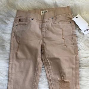 Pink Hudson distress jeans. Little girls.